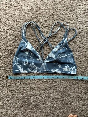 PINK Victoria's Secret Marble Grey Blue unlined Bralette - Gray Blue/White M